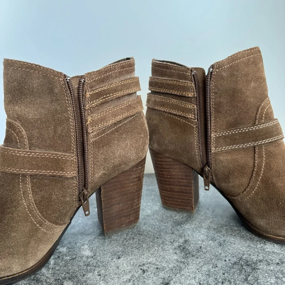 Gianni Bini Brown Suede Leather Marbess Ankle Booties 9.5